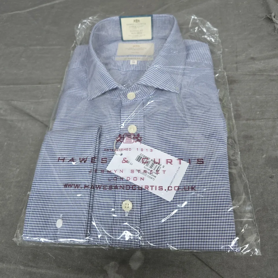 HAWES & CURTIS SHIRT IN NAVY AND WHITE SIZE 17-36