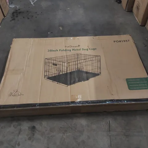 BOXED FURDREAMS 36" FOLDING METAL DOG CAGE