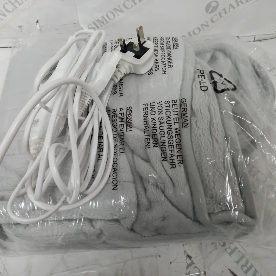 COZEE HOME HEATED BLANKET IN LIGHT GREY