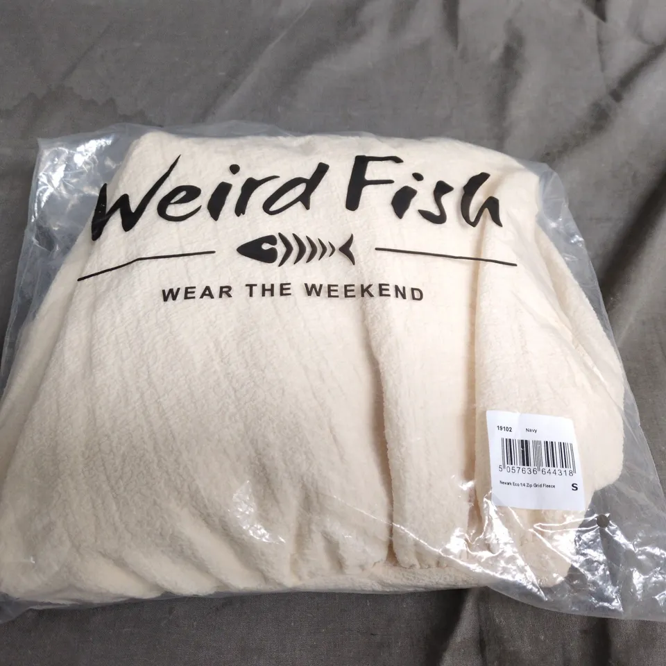WEIRD FISH NEWARK ECO 1/4 ZIP GRID FLEECE – NAVY – UK SMALL (S)