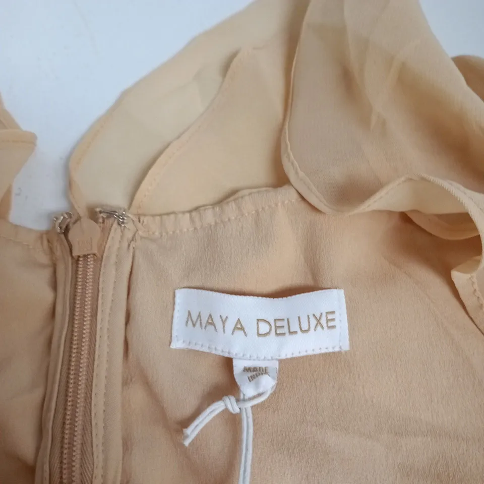 MAYA DELUXE WOMEN'S PEACH EMBELLISHED ASYMMETRIC RUFFLE DRESS – UK 10 (EU 38, US 06) – MADE IN INDIA