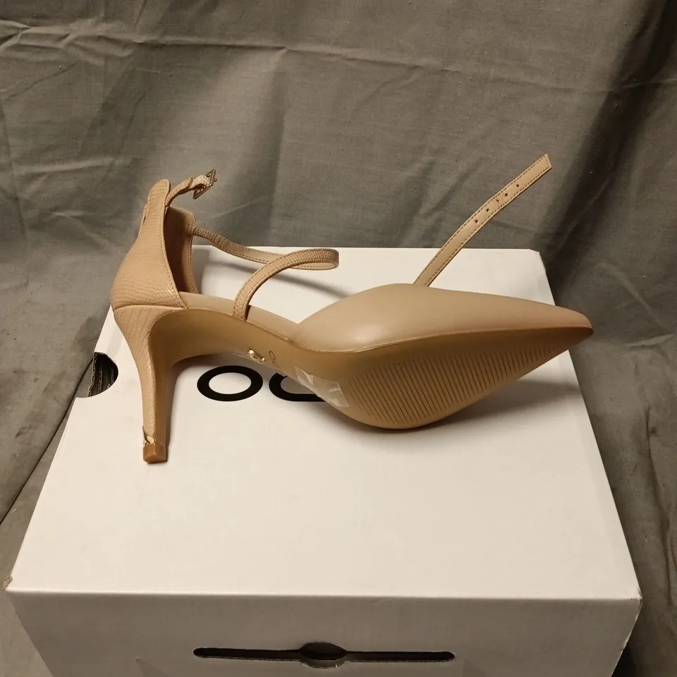 ALDO WOMEN'S NUDE STRAPPY HIGH HEEL SANDALS – POINTED TOE, ANKLE STRAP SIZE 5 BOXED