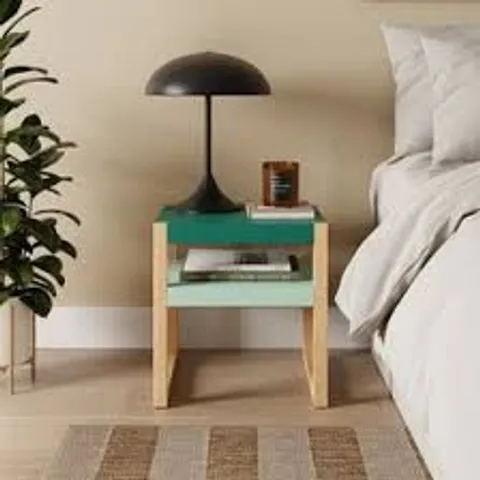 BOXED ARNIE BEDSIDE TABLE - EMERALD/CELADON (1 BOX)