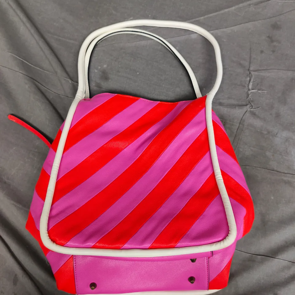 ESSENTIEL ANTWERP HANDBAG – PINK & RED STRIPED WITH WHITE TRIM