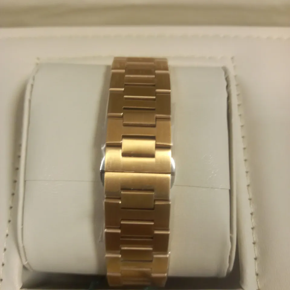 RAYMOND GADUIN STAINLESS STEEL GENTS WATCH WITH JAPANESE MIYOTA MOVEMENT IN WOODEN GIFT BOX