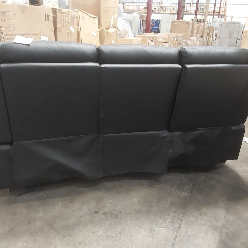 QUALITY DESIGNER 3 SEATER FAUX LEATHER ELECTRIC RECLINER SOFA - BLACK