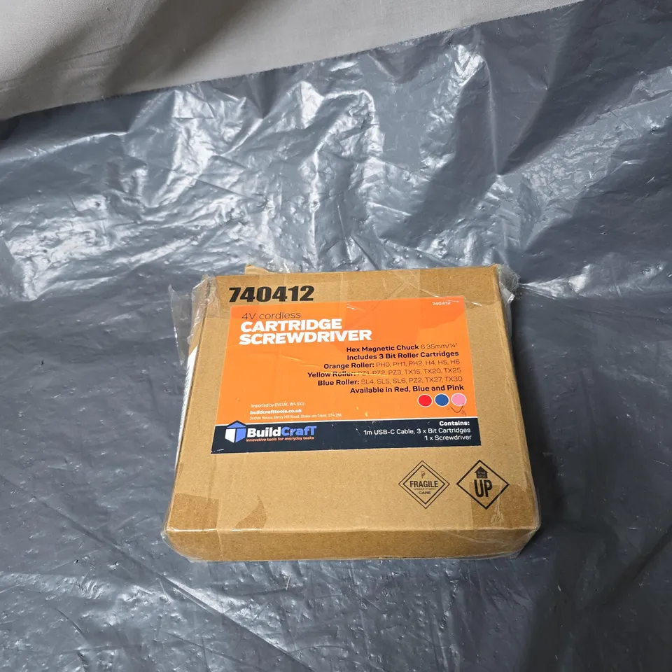 BUILDCRAFT CORDLESS SCREWDRIVER WITH CARTRIDGE BIT CHANGER BOXED PINK