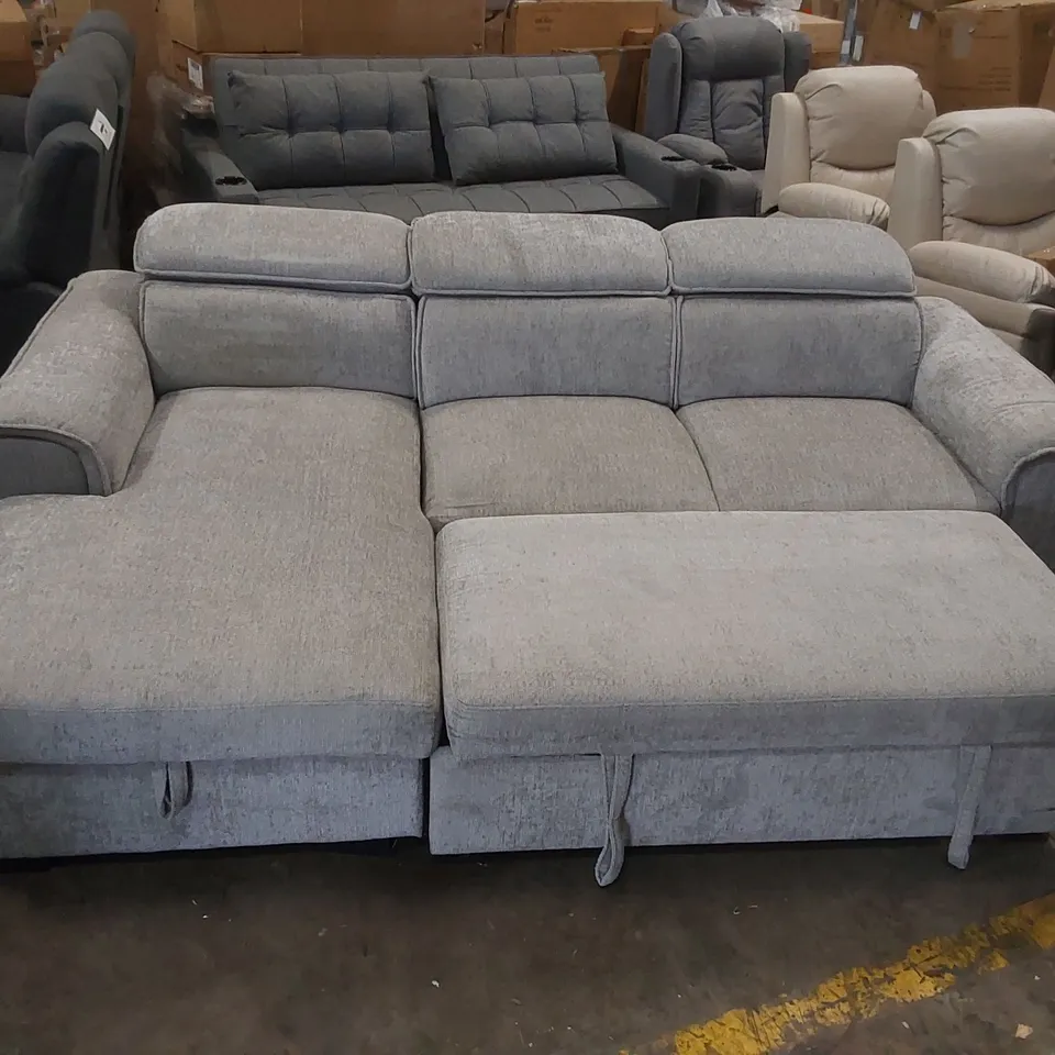 QUALITY DESIGNER FABRIC UPHOLSTERED CORNER SOFA BED WITH STORAGE