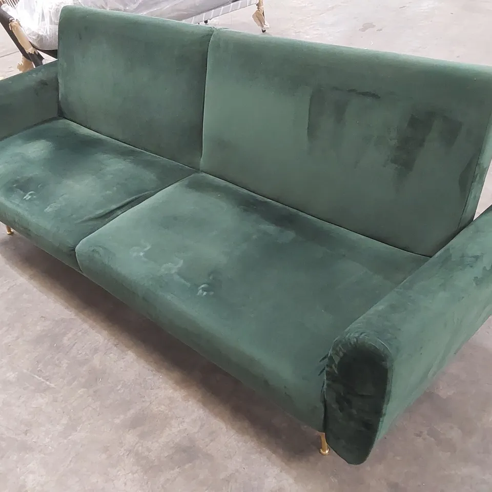 DESIGNER LARGE CLIC CLAC VELVET UPHOLSTERED SOFA BED - GREEN