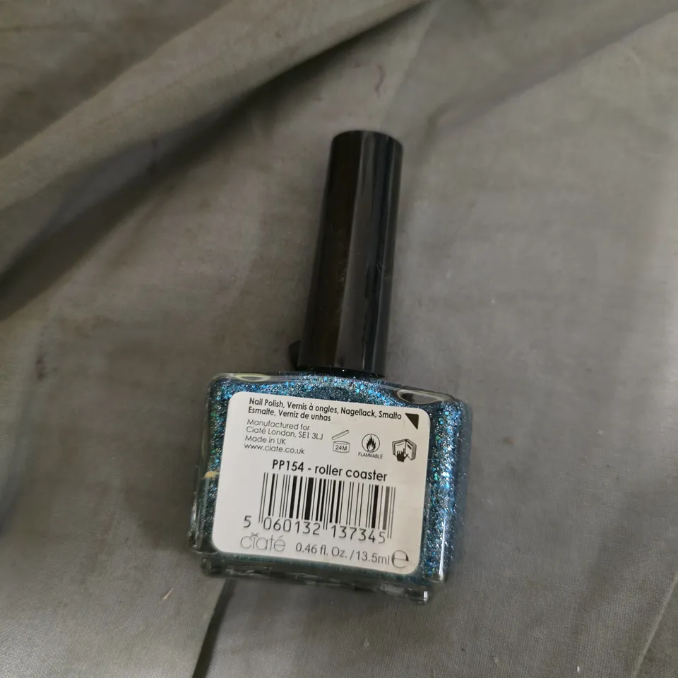 CIATE LONDON NAIL POLISH – ROLLER COASTER GLITTER BLUE, 0.46 FL OZ (13.5 ML) – 6-PACK
