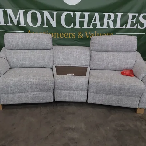 QUALITY BRITISH DESIGNER G PLAN HURST POWER RECLINING SOFA WITH CURVED STORAGE UNIT 