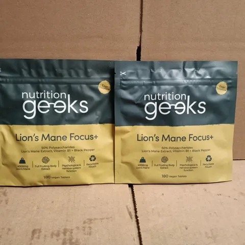 2 X NUTRITION GEEKS LIONS MANE FOCUS+ 180 VEGAN TABLETS