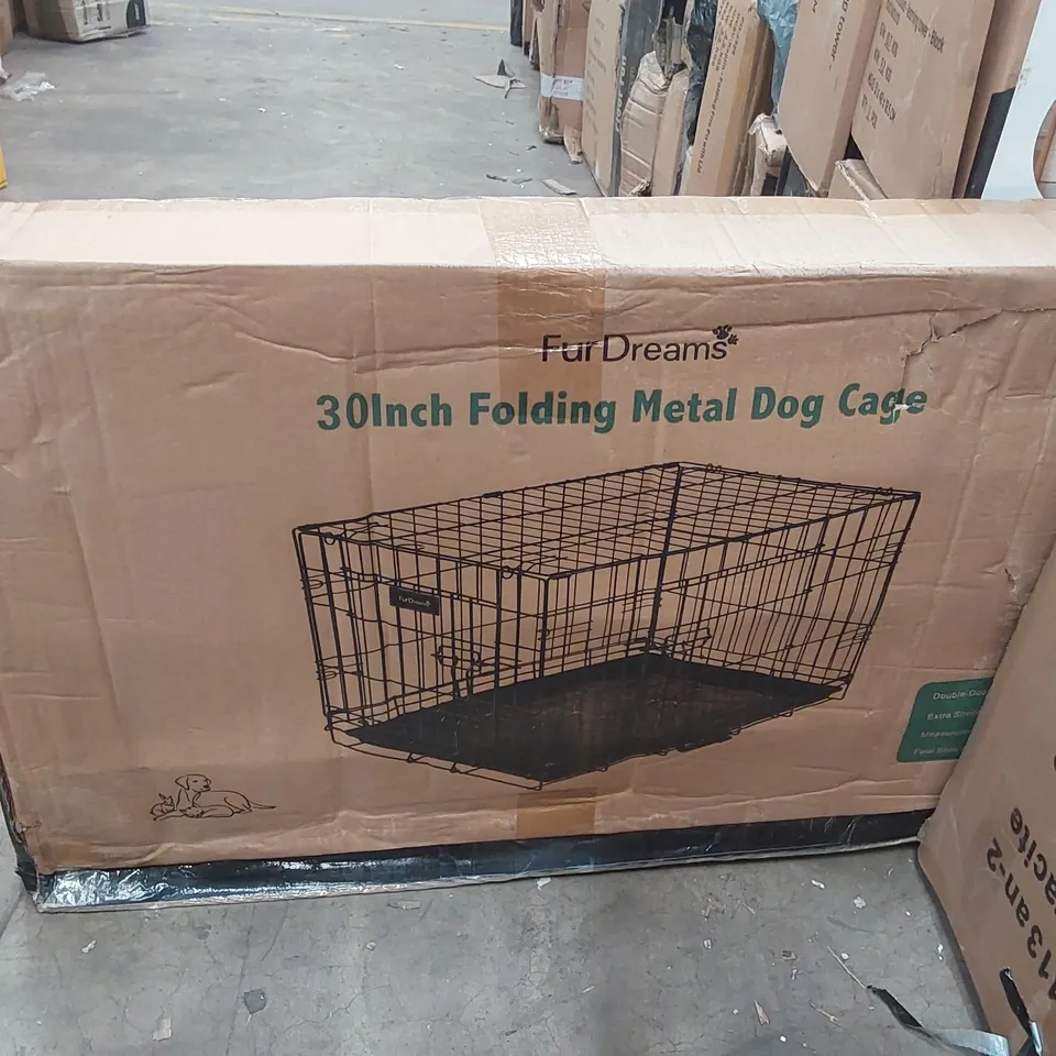 BOXED 30INCH FOLDING METAL DOG CAGE