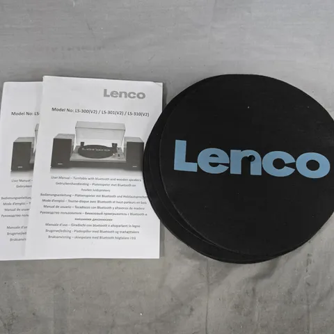 LARGE QUANTITY OF ASSORTED TURNTABLE MANUALS AND BRANDED FELT DISCS 