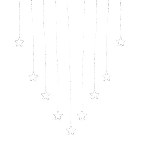 FESTIVE PASTEL STAR LED CURTAIN WITH 10 WINDOW STICKERS 