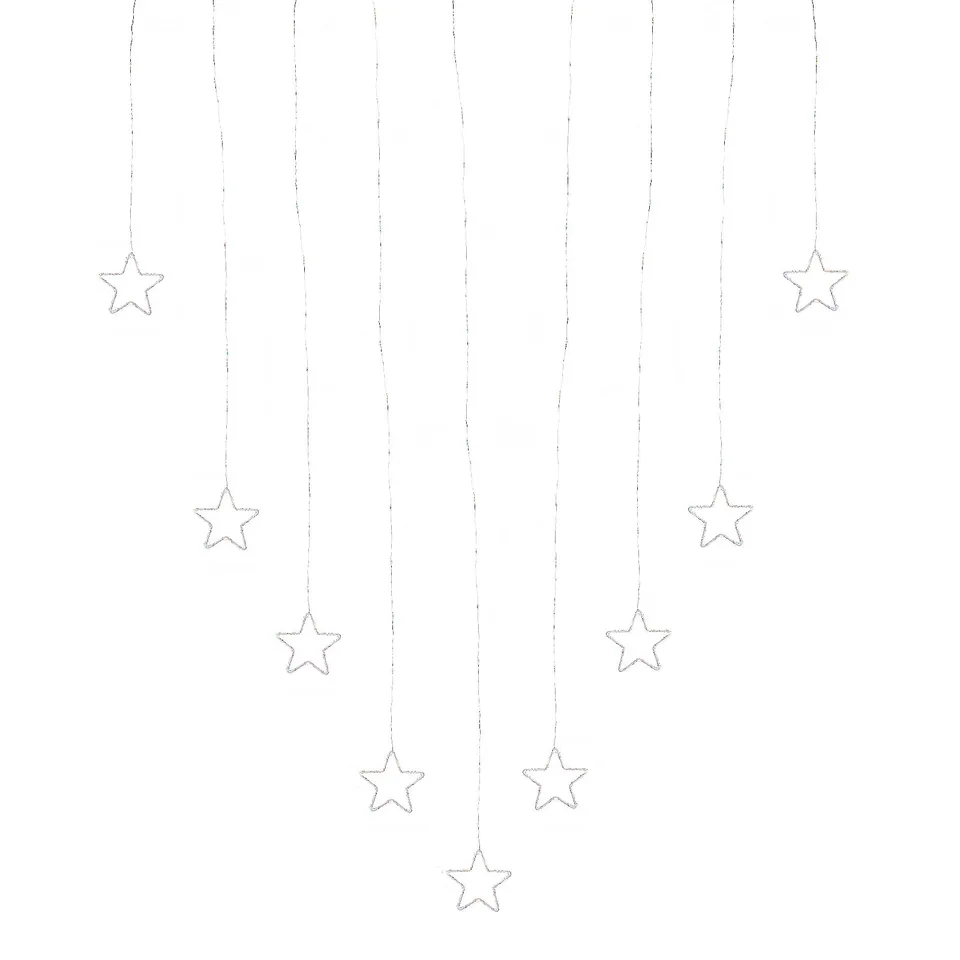 FESTIVE PASTEL STAR LED CURTAIN WITH 10 WINDOW STICKERS 