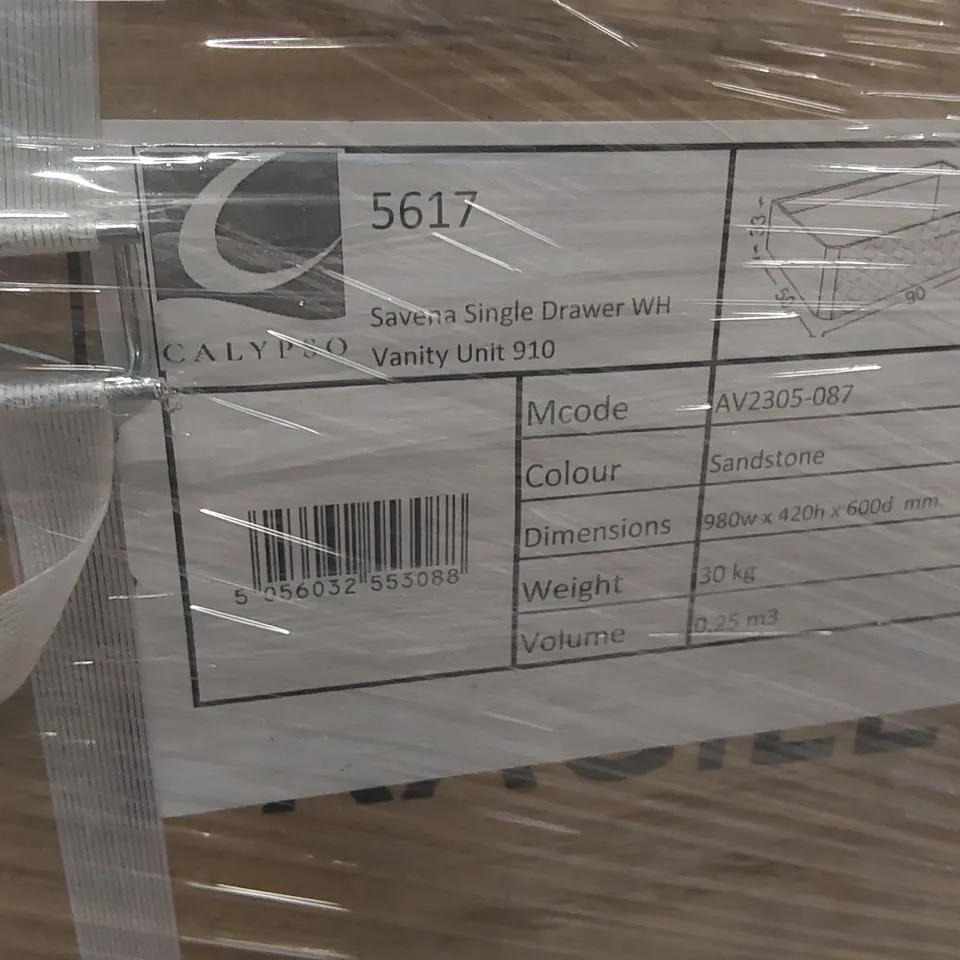 PALLET CONTAINING A LARGE QUANTITY OF BRAND NEW BRAND NEW SAVENA SINGLE DRAWER VANITY BASE UNIT