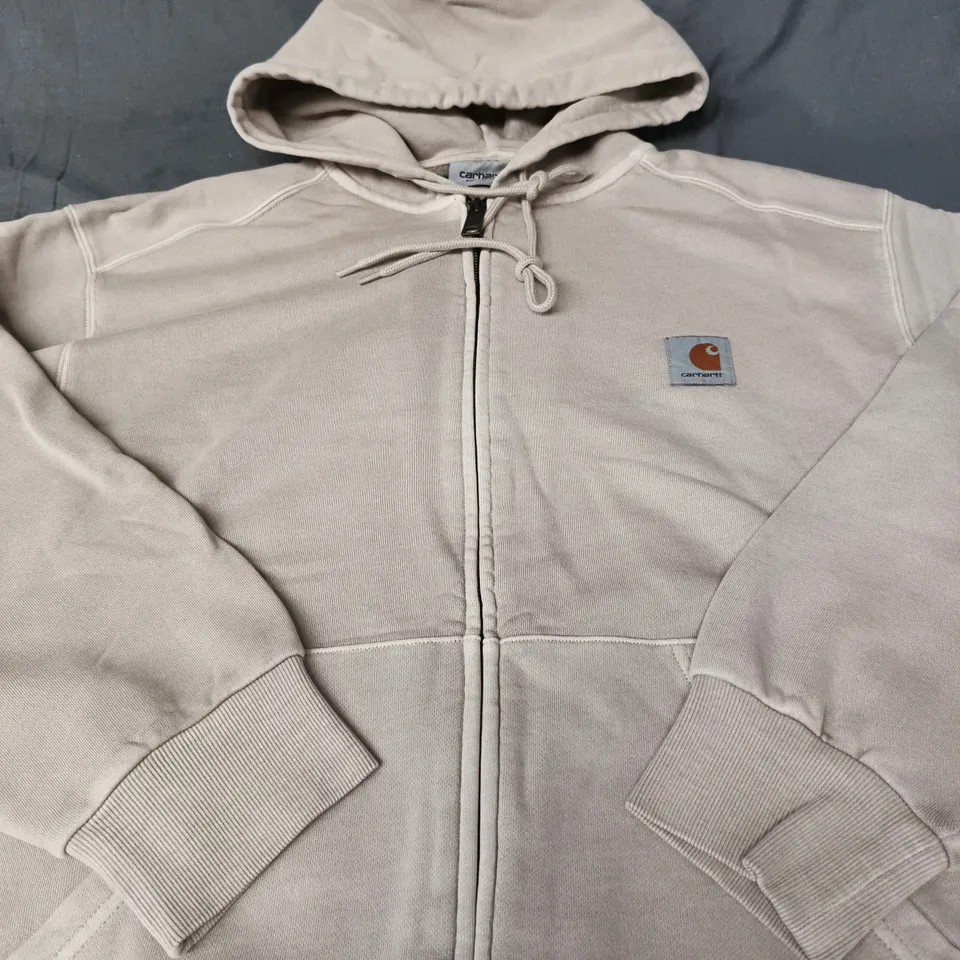 CARHARTT ZIP HOODIE – BEIGE WITH LOGO PATCH  - SIZE M