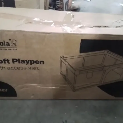 BOXED KIDOOLA SOFT PLAYPEN WITH ACCESSORIES GREY
