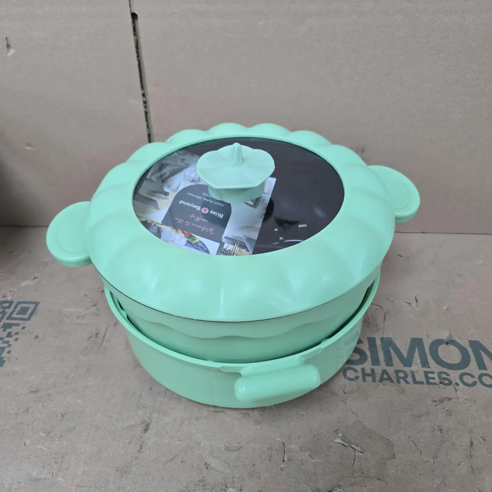 BOXED BLISS & BEYOND ELECTRIC HOT POT WITH STEAMER IN GREEN