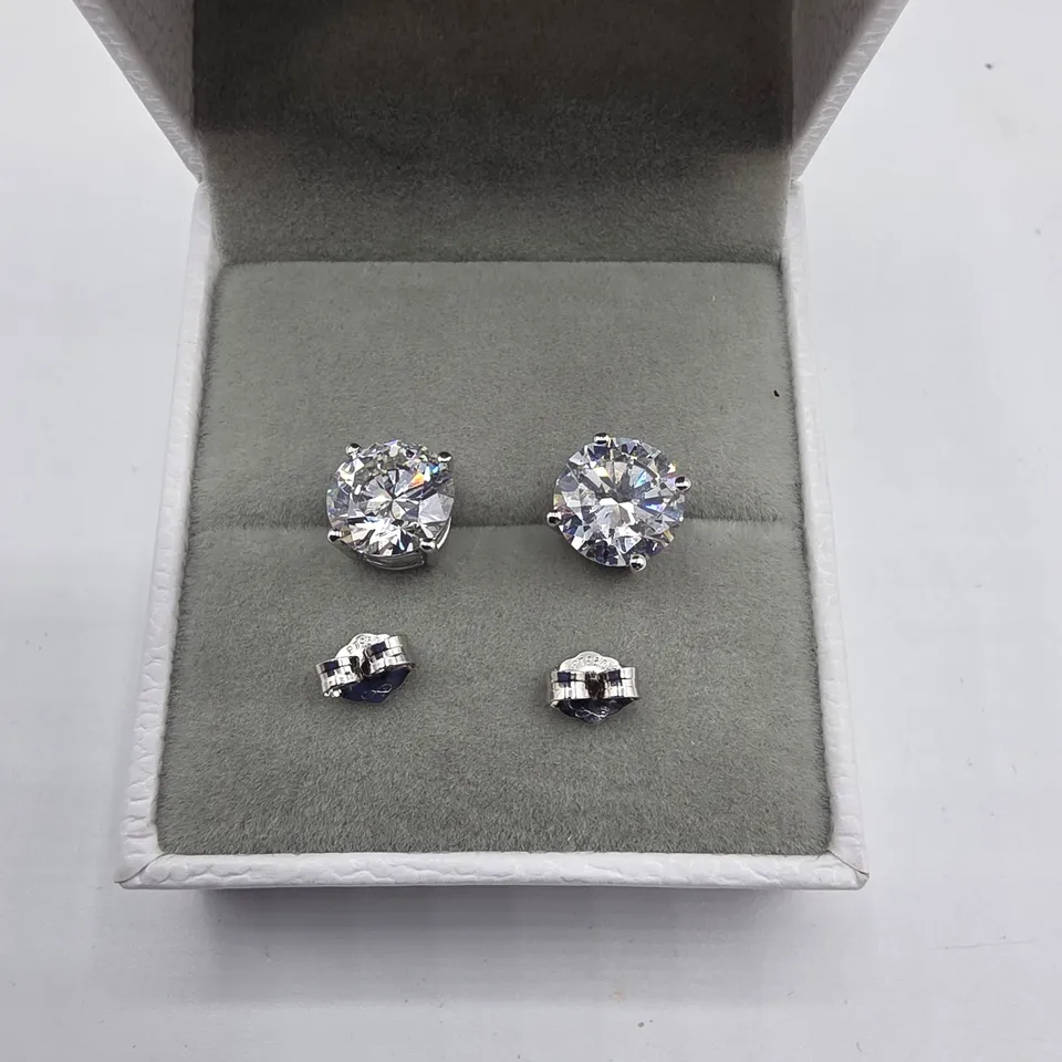 PLATINUM STUD EARRINGS SET WITH LAB GROWN DIAMONDS WEIGHING +-4.06CT