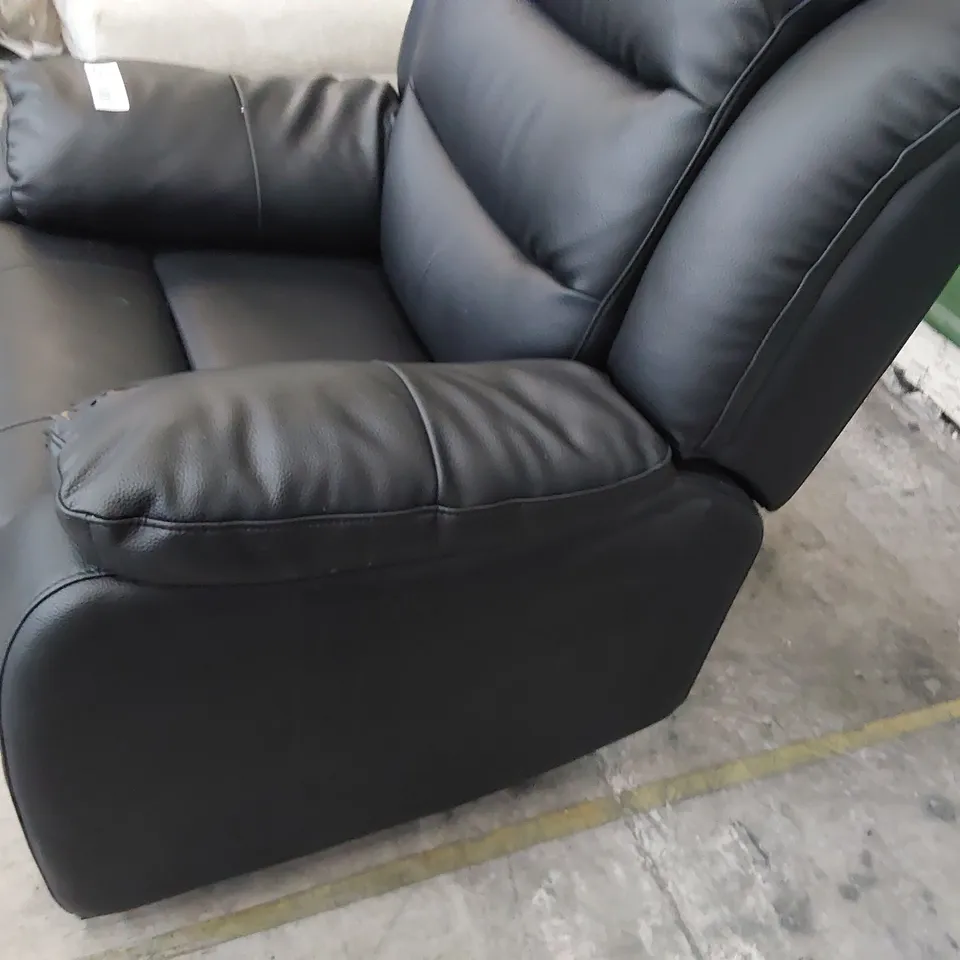 DESIGNER MANUAL RECLINING EASY CHAIR BLACK FAUX LEATHER 
