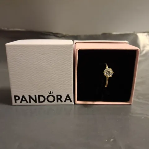 BOXED PANDORA SPARKLING CROWN SOLITAIR RING 