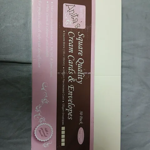 ANITA’S SQUARE QUALITY CREAM CARDS & ENVELOPES – 50 PACK (BOXED)