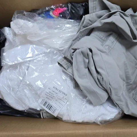 APPROXIMATELY 10 ASSORTED CLOTHING ITEMS IN VARIOUS SIZES, COLOURS & STYLES TO INCLUDE PANTS, TOPS, BOTTOMS, ETC