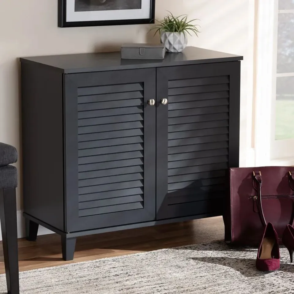 BOXED 12 PAIR SHOE STORAGE CABINET 