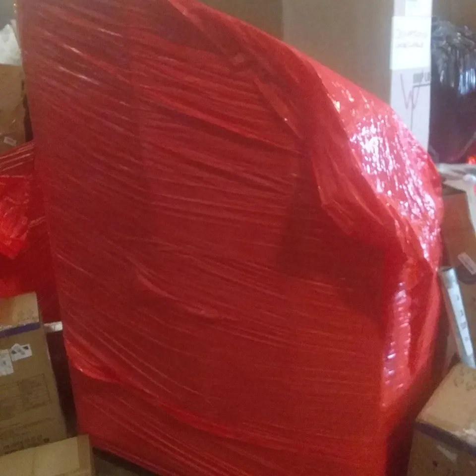 PALLET OF ASSORTED ITEMS INCLUDING BEDSIDE COMMODE, BATH TRANSFER BENCH, AIR COOLER, RETRACTABLE GATE