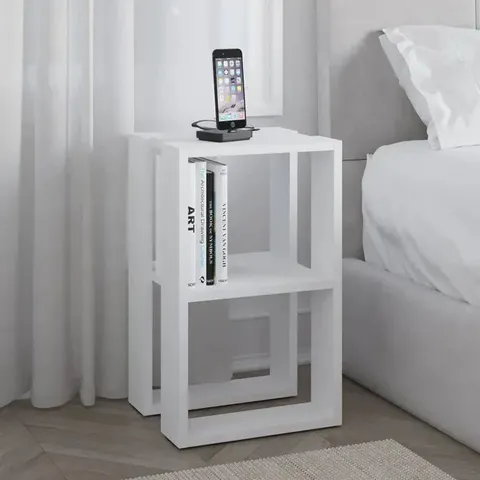 BOXED LONIE MODERN BEDSIDE TABLE BEDROOM FURNITURE WIDTH 34CM IN WHITE