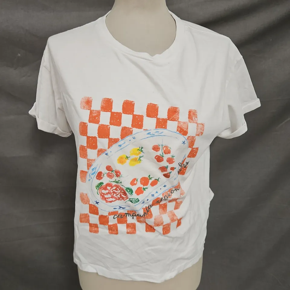 ANTHROPOLOGIE TSHIRT IN WHITE MULTI SIZE L