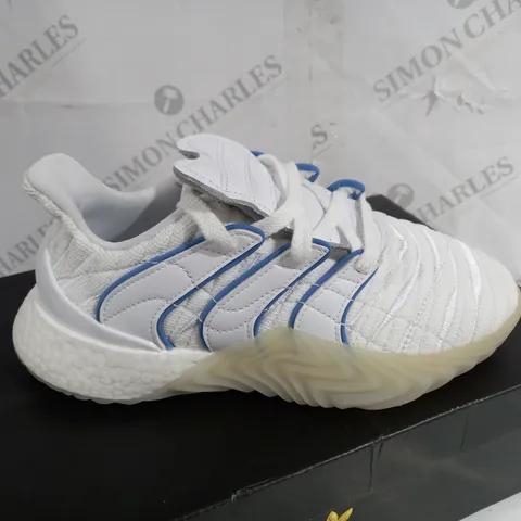 BOXED PAIR OF ADIDAS SOBAKOV BOOST WHITE TRAINERS SIZE 5.5