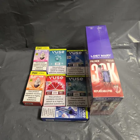 APPROXIMATELY 15 ASSORTED E-CIGARETTE & VAPING ITEMS IN VARIOUS BRANDS 