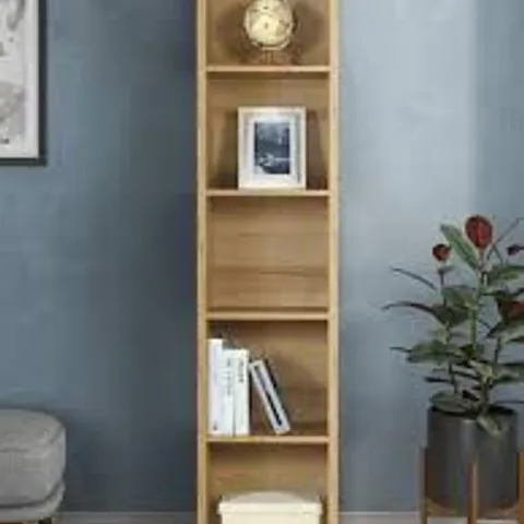 BRAND NEW BOXED METRO TALL HALF WIDTH BOOKCASE - OAK (1 BOX) 