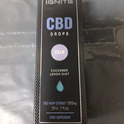 APPROXIMATELY 15 IGNITE CBD DROPS – CALM (CUCUMBER LEMON MINT), 1200 MG CBD OIL, 50 ML