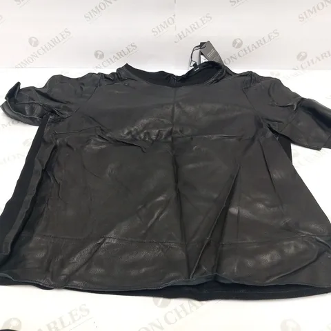 TIBI BLACK LEATHER TOP SIZE LARGE
