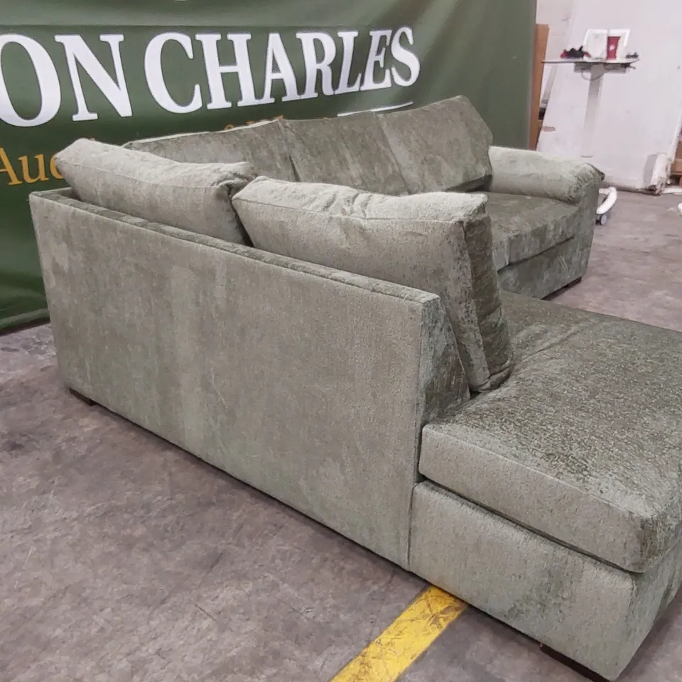 SALERNO STANDARD BACK FABRIC LEFT HAND CORNER CHAISE SOFA - GREEN RRP £999