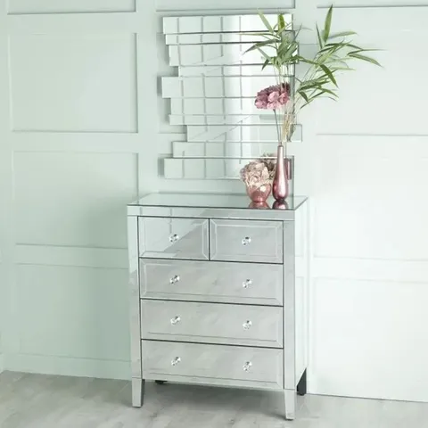 BOXED LUCIA MIRRORED 3+2 DRAWER CHEST 