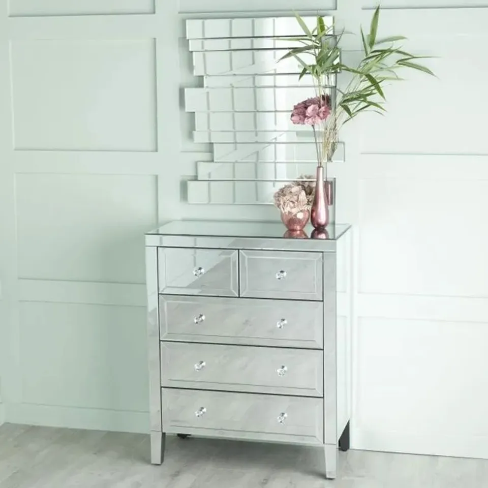 BOXED LUCIA MIRRORED 3+2 DRAWER CHEST