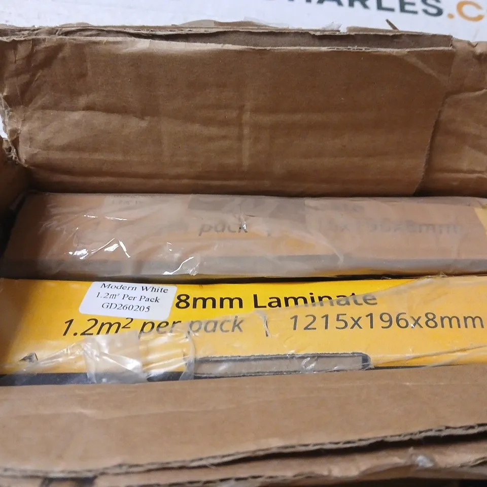 LAMINATE FLOORING – 8MM, MODERN WHITE, 2 PACKS , 1215X196X8MM