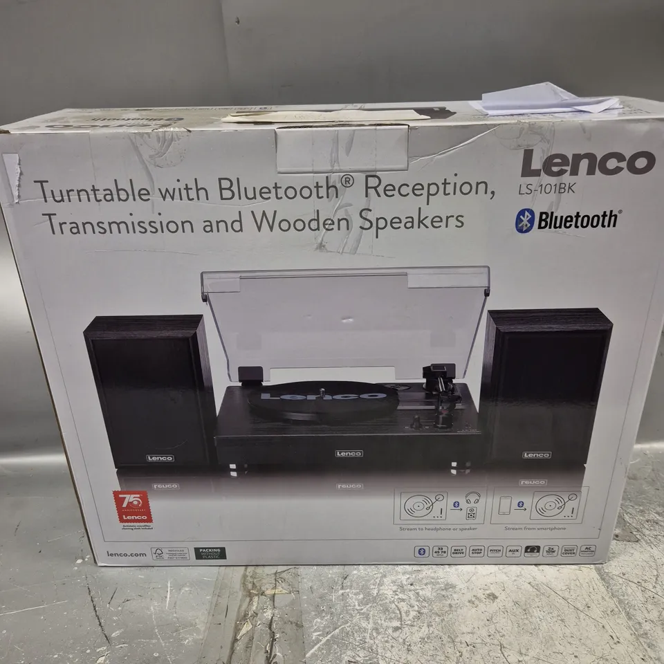 BOXED LENCO BLUETOOTH TURNTABLE WITH SPEAKERS LS-101BK