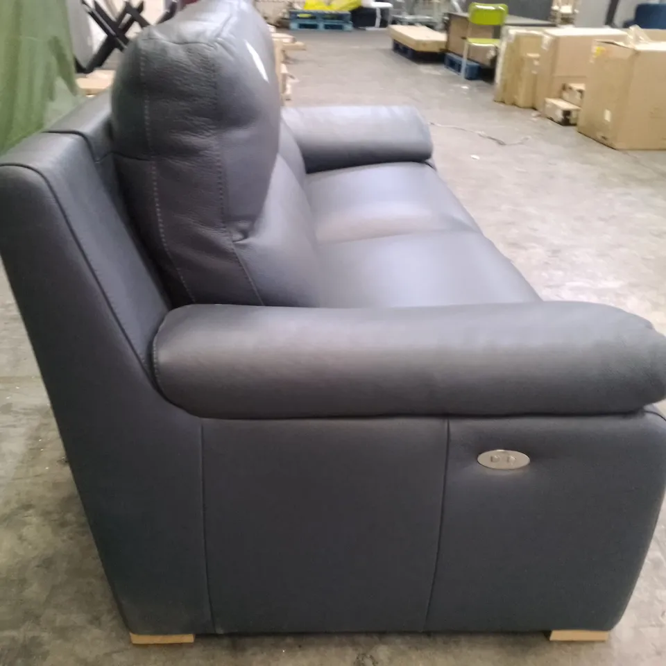 QUALITY ITALIAN DESIGNER MORENO 3 SEATER ELECTRIC RECLINER SOFA - DARK GREY LEATHER