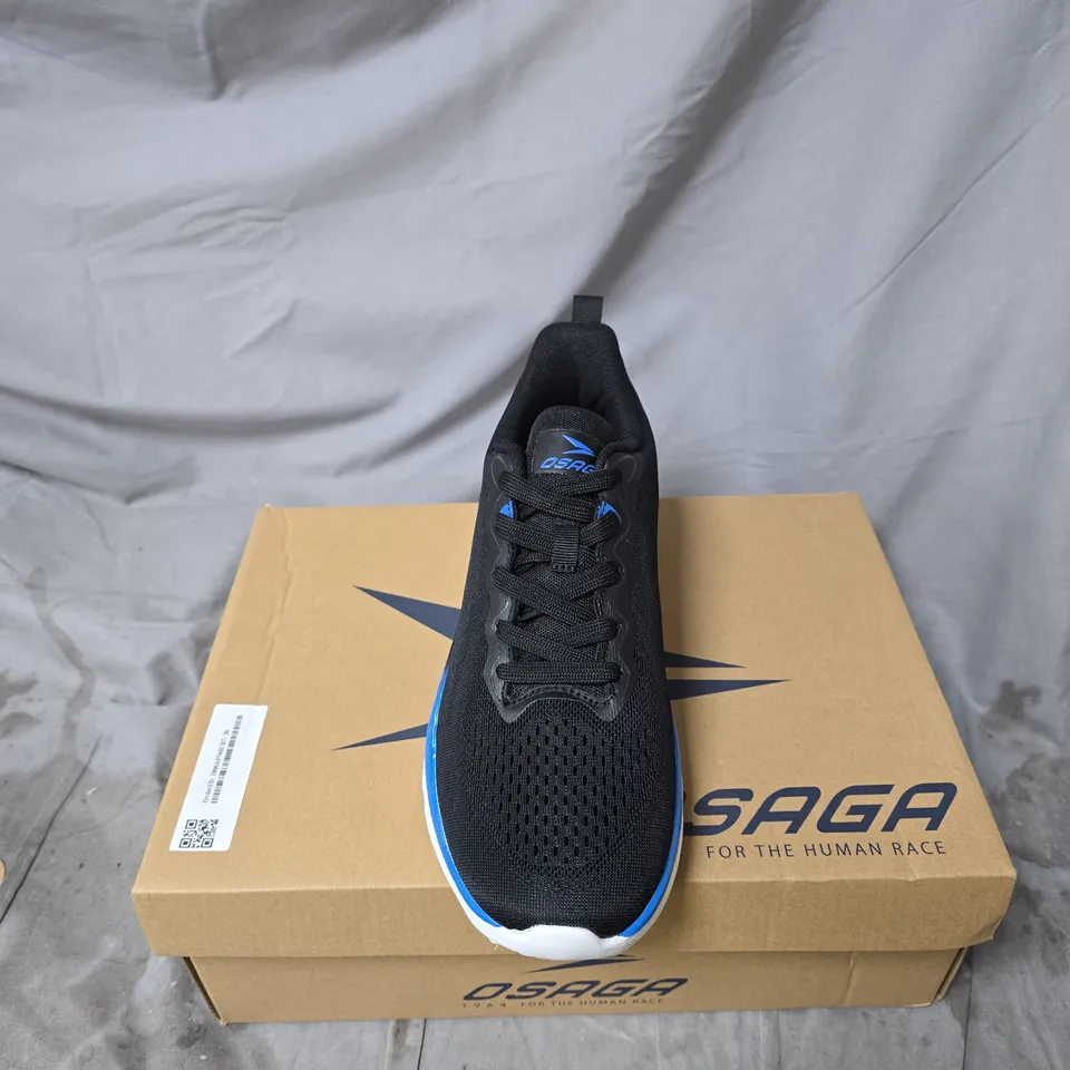 OSAGA MEN'S RUNNING SHOES – BLACK WITH BLUE ACCENTS SIZE 42