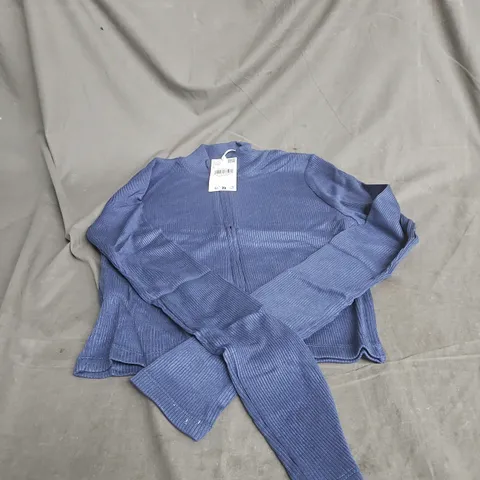 MANGO SMALL ZIP UP TOP BLUE WITH TAGS