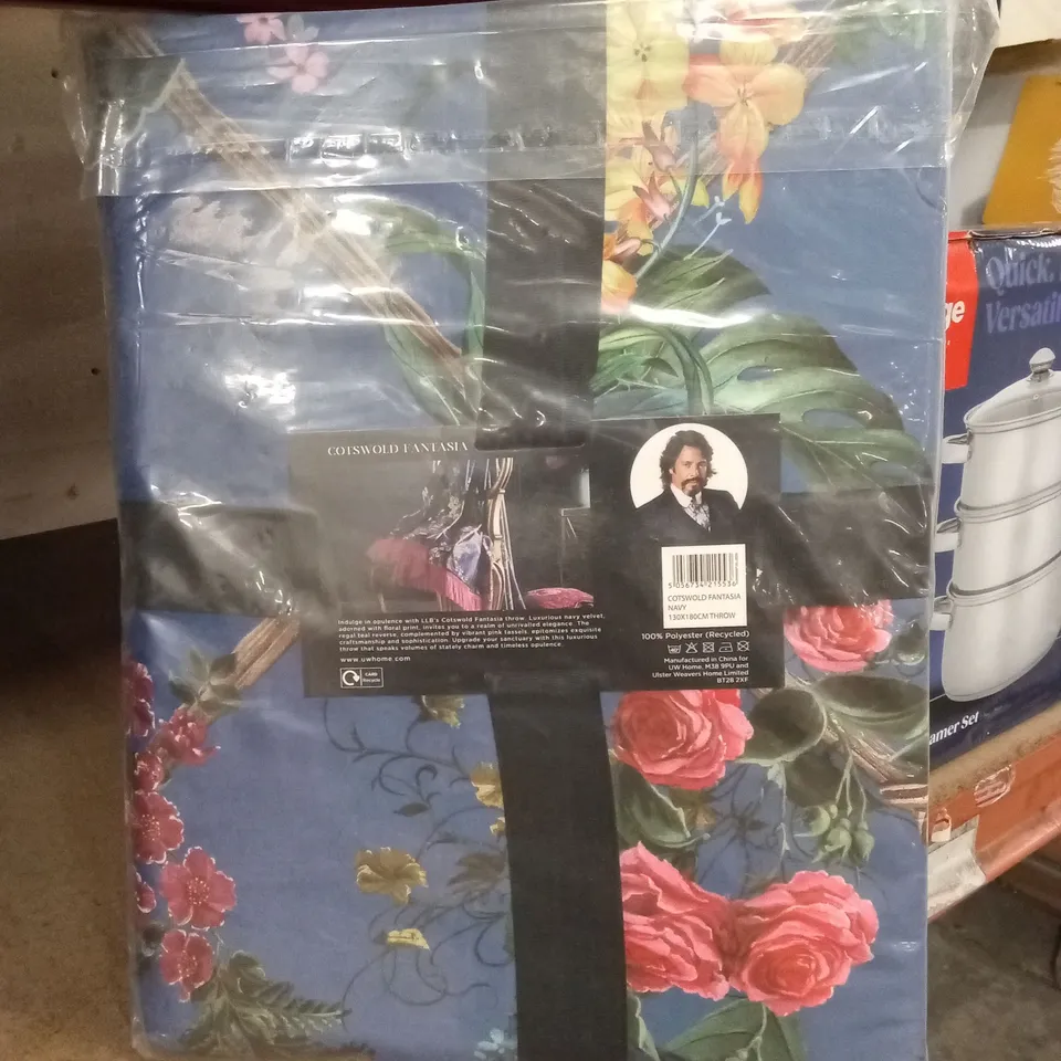 BAGGED COTSWOLD FANTASIA THROW - NAVY // 130cm x 180cm