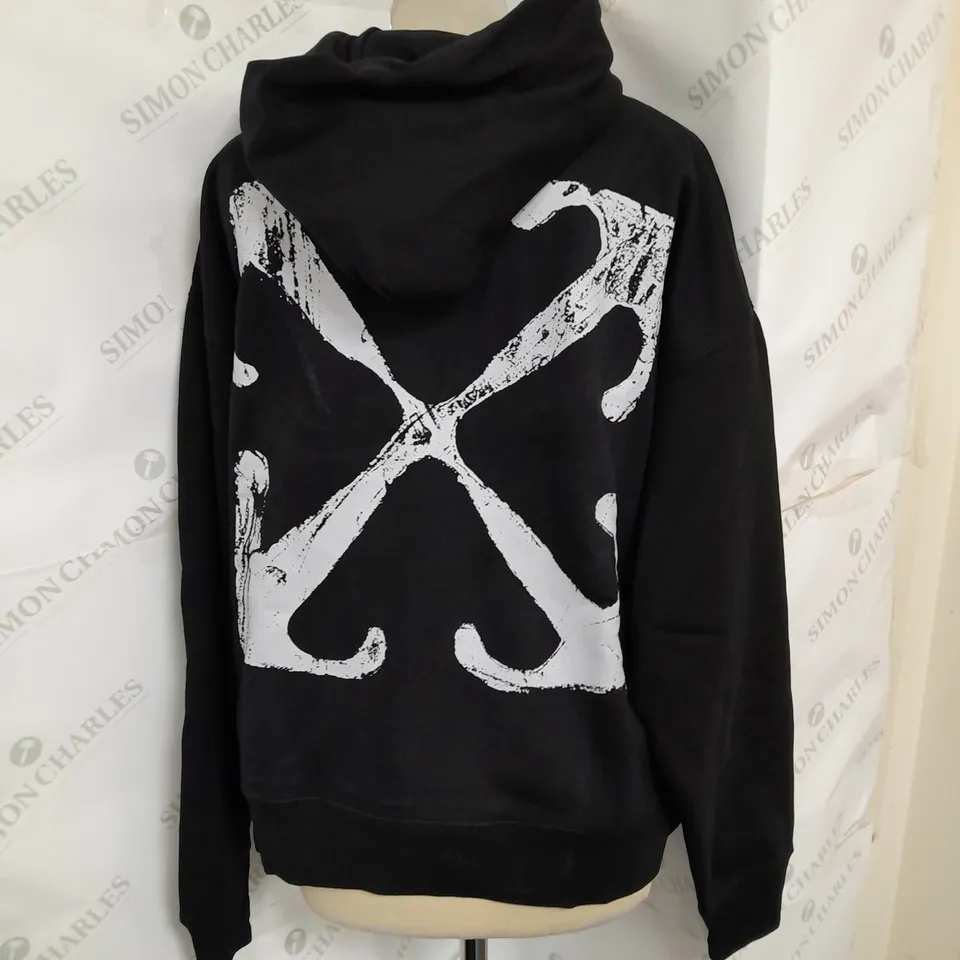 OFFWHITE PRINTED EMBROIDERED HOODIE IN BLACK SIZE S