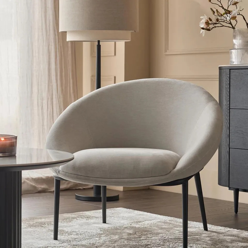 BOXED DANETTI PHOEBE GREY FABRIC COCKTAIL CHAIR
