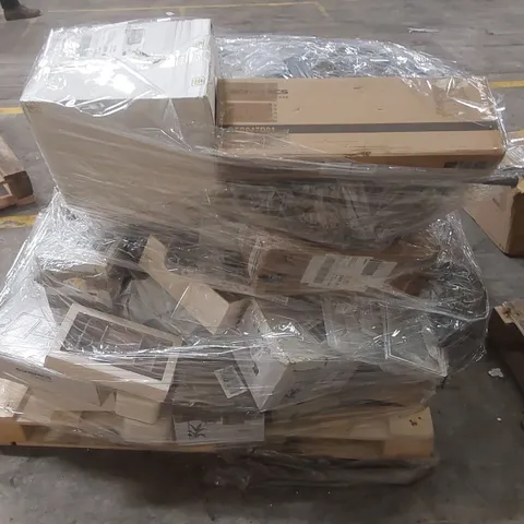 PALLET CONTAINING A LARGE QUANTITY OF ASSORTED ITEMS INCLUDING: BOOKCASE, DESKTOP ORGANISER, STORAGE SHELF ECT